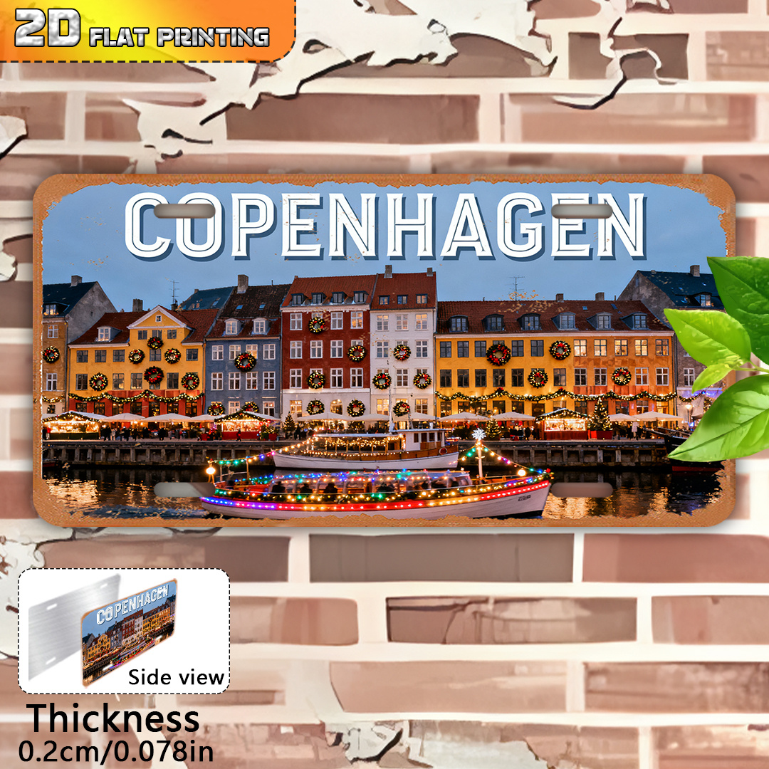 Vintage Collectible Plates - 2D Flat, Copenhagen Denmark Vintage Metal