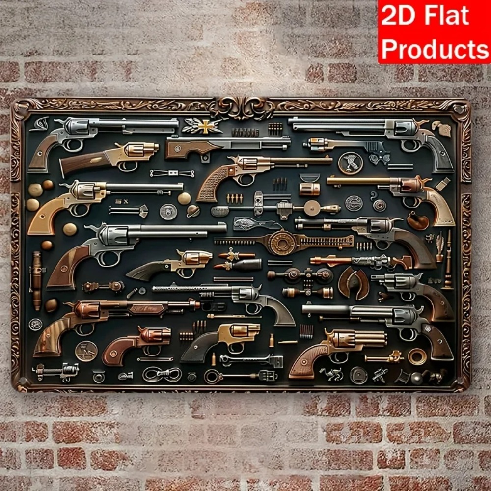 Vintage Collectible Guns - [Metal Decorative Plaque] Vintage Gun Collection