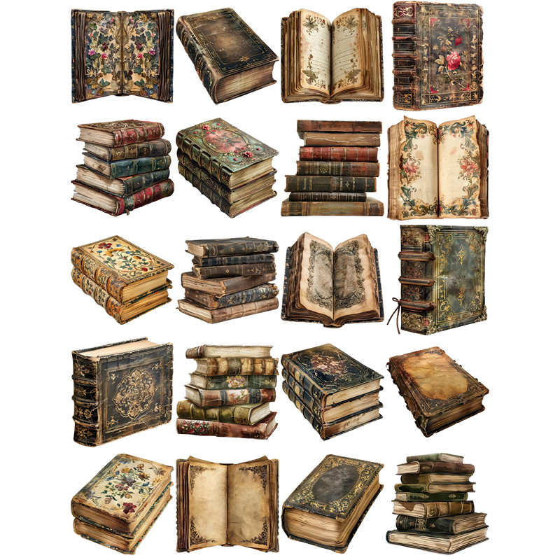 20Pcs/Pack Vintage Books Stick - Vintage Collectible Books のレビューと価格