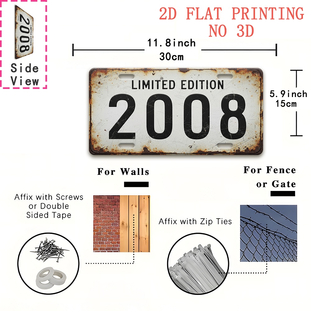 1pc Retro 2008 Aluminum Sign | - Vintage Collectible Plates のレビューと価格