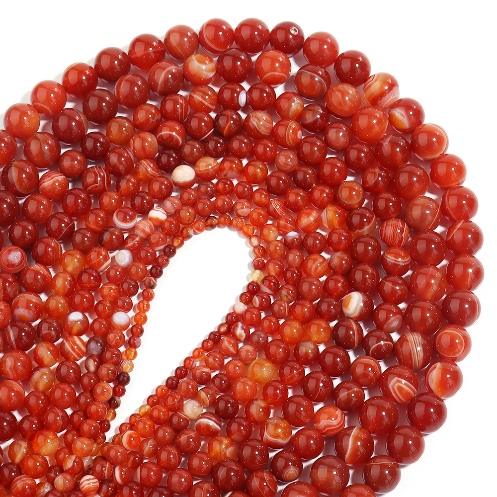 1 Strand Red Striped Agate Nat - Vintage Collector のレビューと価格