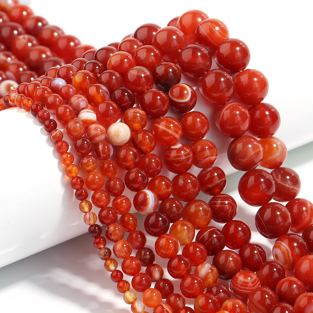 1 Strand Red Striped Agate Nat - Vintage Collector のレビューと価格