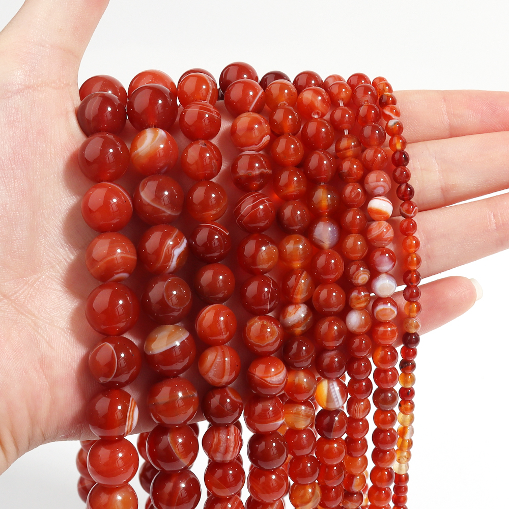 1 Strand Red Striped Agate Nat - Vintage Collector のレビューと価格