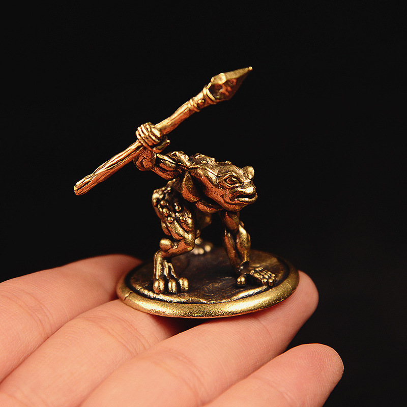 Vintage Brass Frog Warrior Fig - Vintage Collectible Furniture のレビューと価格