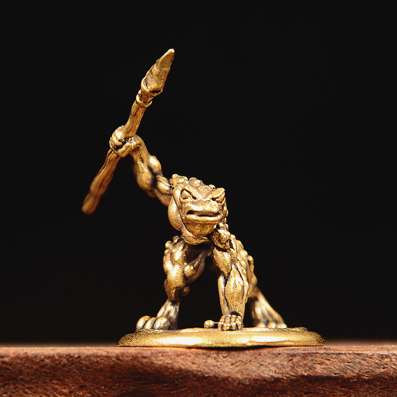 Vintage Brass Frog Warrior Fig - Vintage Collectible Furniture のレビューと価格